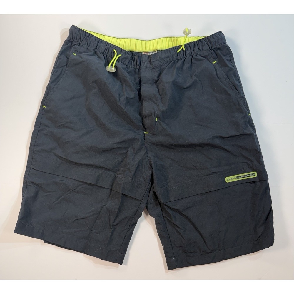 Chaps‎ Ralph Lauren Swim Trunks Mens L Black Nylon Beach Shorts